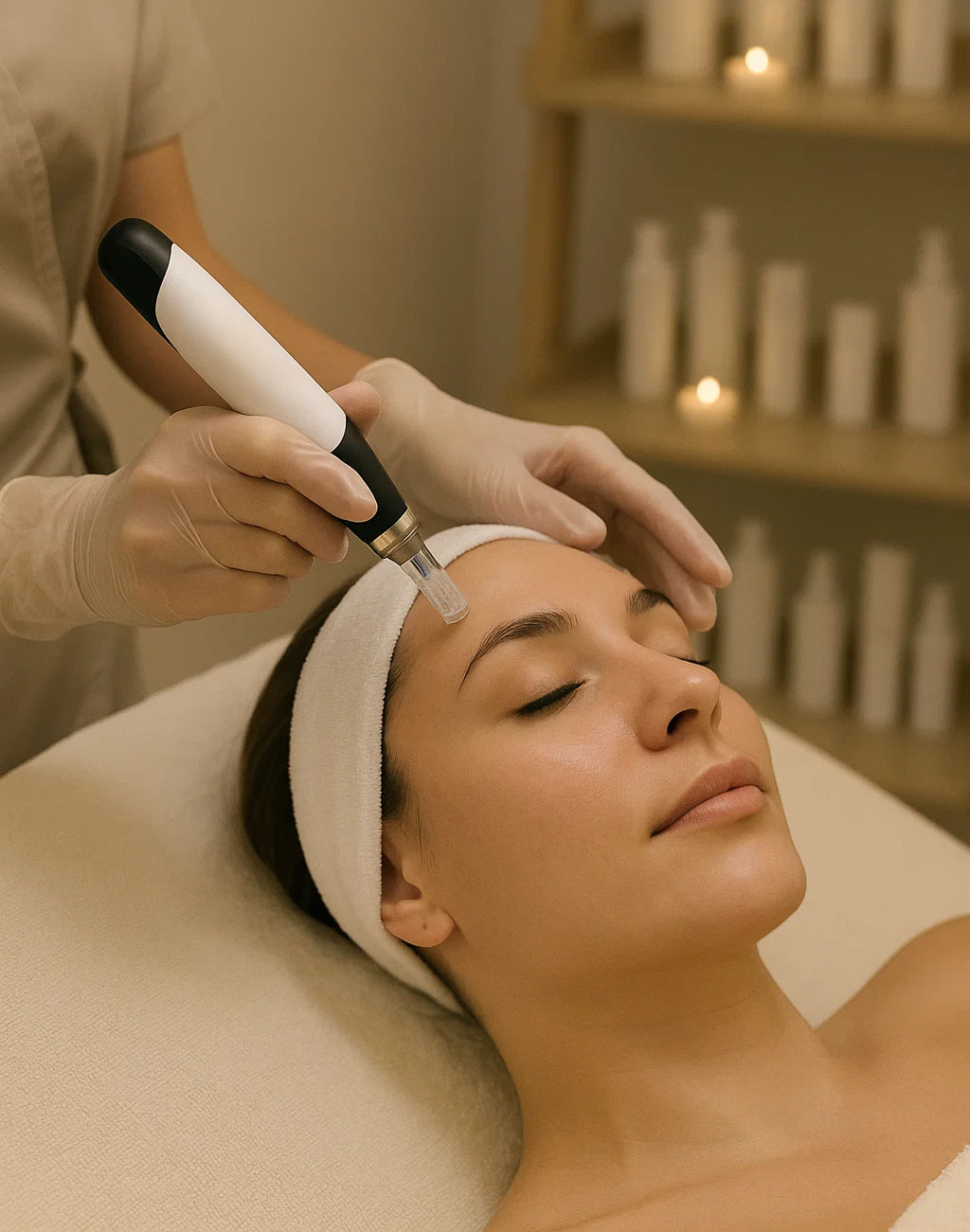 En kvinna får Dermapen-behandling